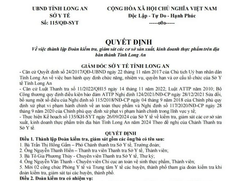 Nội dung giả mạo Sở Y tế Long An.