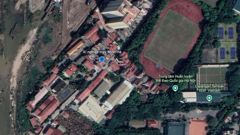 Vị trí xí nghiệp may Minh Hà - điểm hỏa hoạn đêm 29/9. (Ảnh: Google Earth)