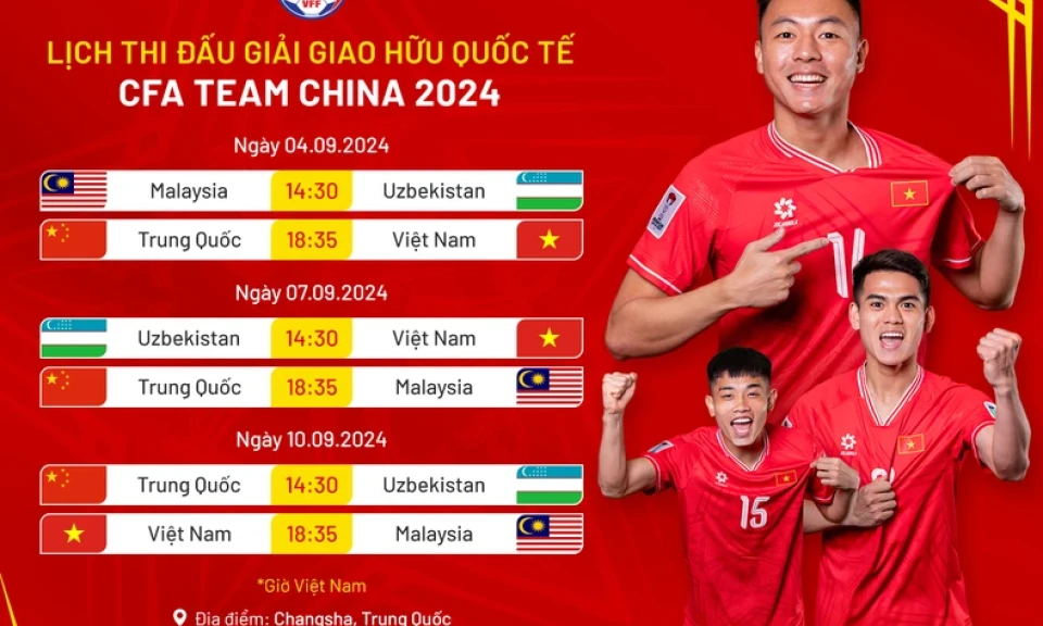 U22 Việt Nam lên đường tham dự giải giao hữu quốc tế CFA Team China 2024