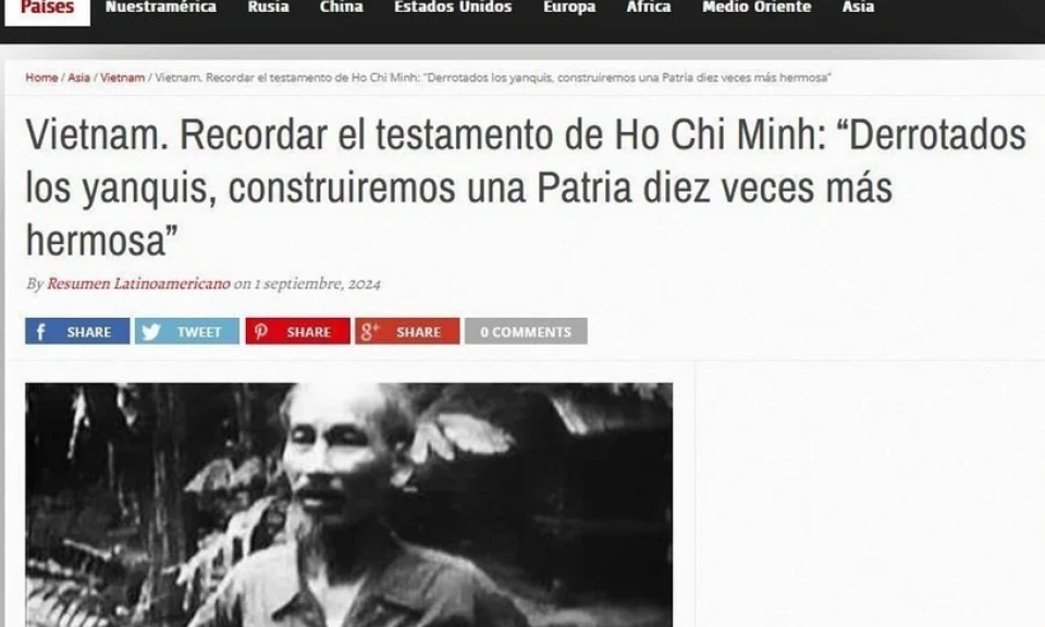 Truyền thông Argentina vinh danh Chủ tịch Hồ Chí Minh