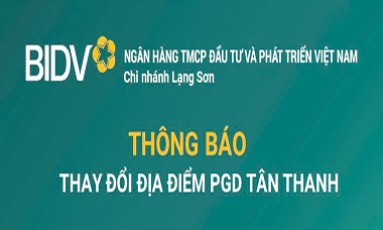 Thông báo thay đổi địa điểm PGD Tân Thanh