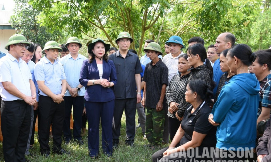 nước Võ Thị Ánh Xuân thăm, động viên, hỗ trợ đồng bào bị thiệt hại, ảnh hưởng do bão lũ tại huyện Hữu Lũng