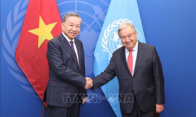 Tổng Bí thư, Chủ tịch nước Tô Lâm gặp gỡ Tổng Thư ký Liên hợp quốc António Guterres