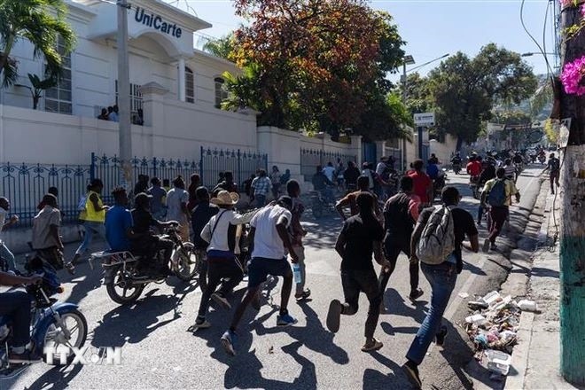 Người dân biểu tình phản đối bạo lực băng đảng ở thủ đô Port-au-Prince, Haiti. 