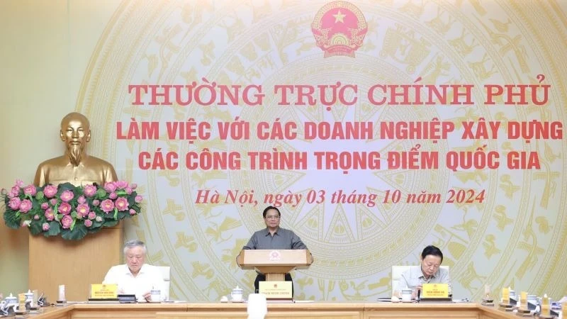 Thủ tướng Phạm Minh Chính chủ trì cuộc họp Thường trực Chính phủ với các doanh nghiệp xây dựng các công trình trọng điểm quốc gia.