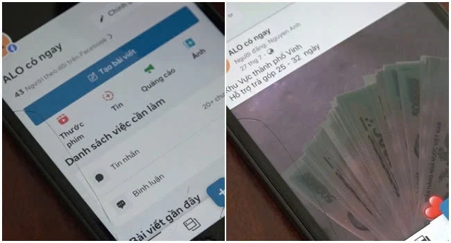 Các đối tượng đã sử dụng mạng xã hội lập trang “ALO có ngay”, công khai đăng bài trên không gian mạng để lôi kéo người vay.
