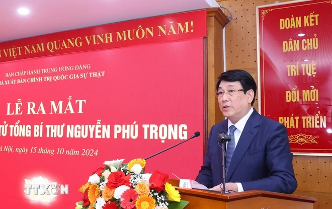 Thường trực Ban Bí thư Lương Cường phát biểu. (Ảnh: Văn Điệp/TTXVN)