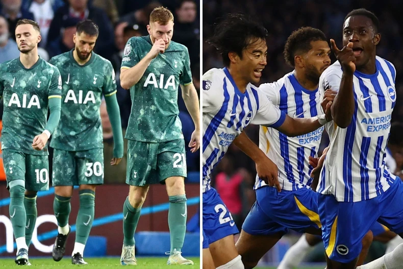 Spurs bất ngờ gục ngã 2-3 trước Brighton. (Ảnh: Getty)