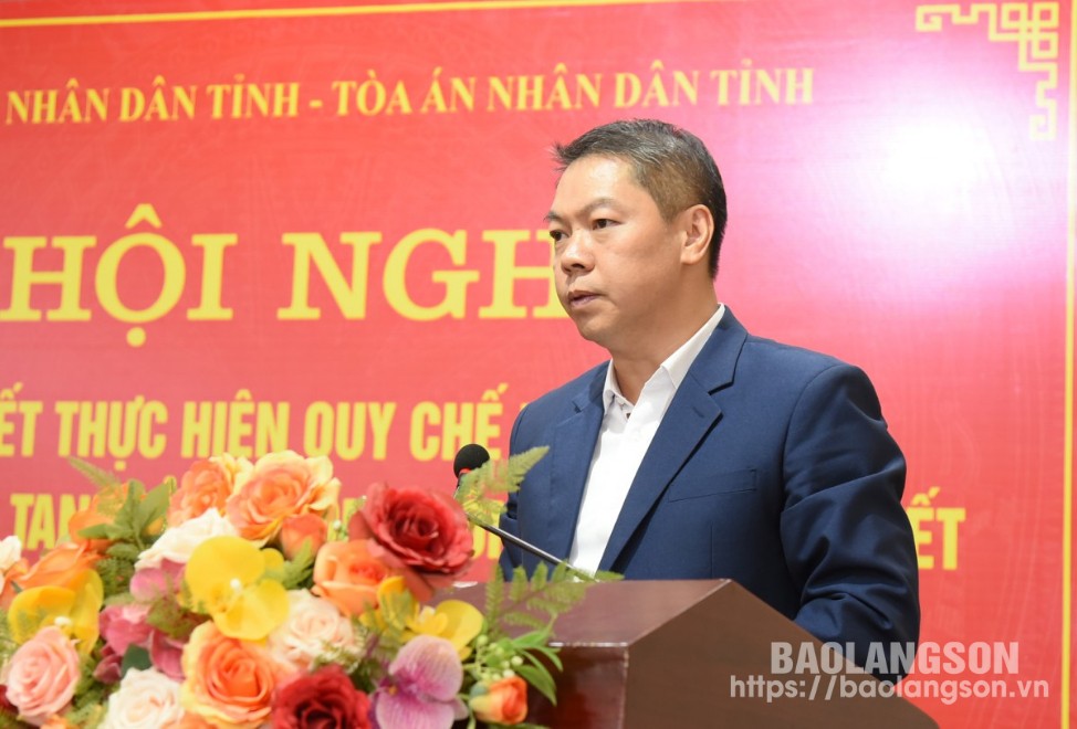 Đồng chí Đoàn Thanh Sơn, Phó Chủ tịch UBND tỉnh phát biểu tại hội nghị