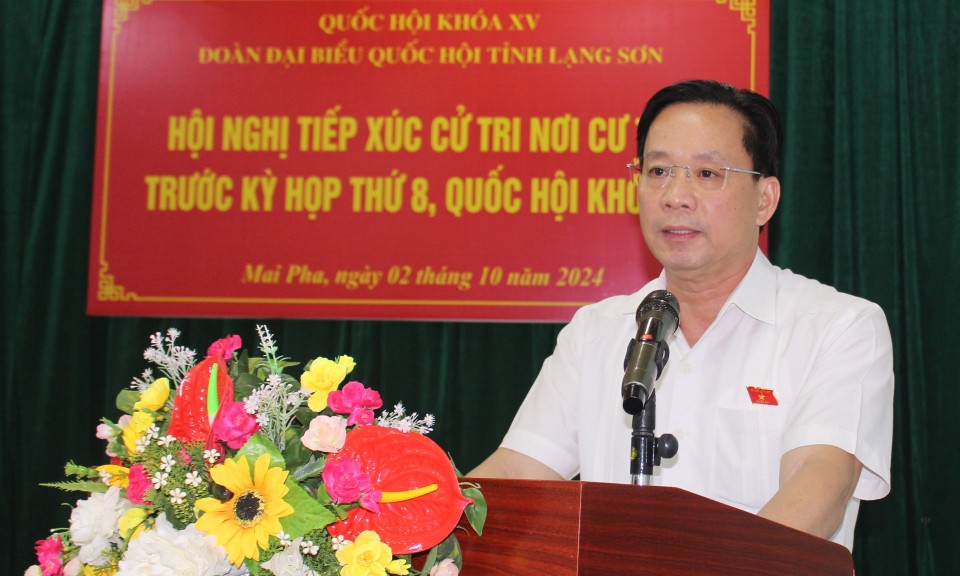 Đồng chí Phó Bí thư Thường trực Tỉnh ủy, Trưởng Đoàn đại biểu Quốc hội tỉnh tiếp xúc cử tri nơi cư trú