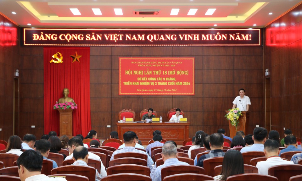 Ban Chấp hành Đảng bộ huyện Văn Quan triển khai nhiệm vụ 3 tháng cuối năm 2024