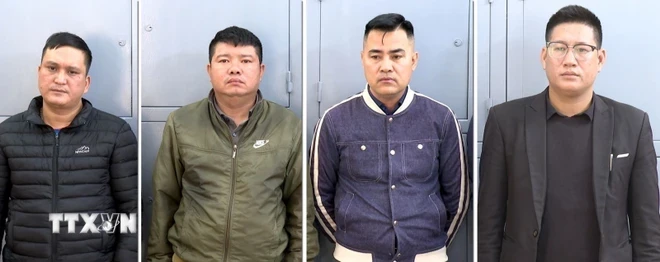 4 nhân viên Công ty vệ sỹ Security liên quan trực tiếp đến vụ việc bị tạm giữ hình sự. (Ảnh: Cơ quan Công an cung cấp/TTXVN phát)