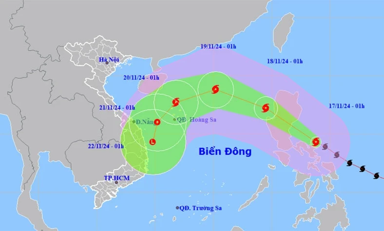 Siêu bão Man-yi khả năng vào Biển Đông trong đêm nay