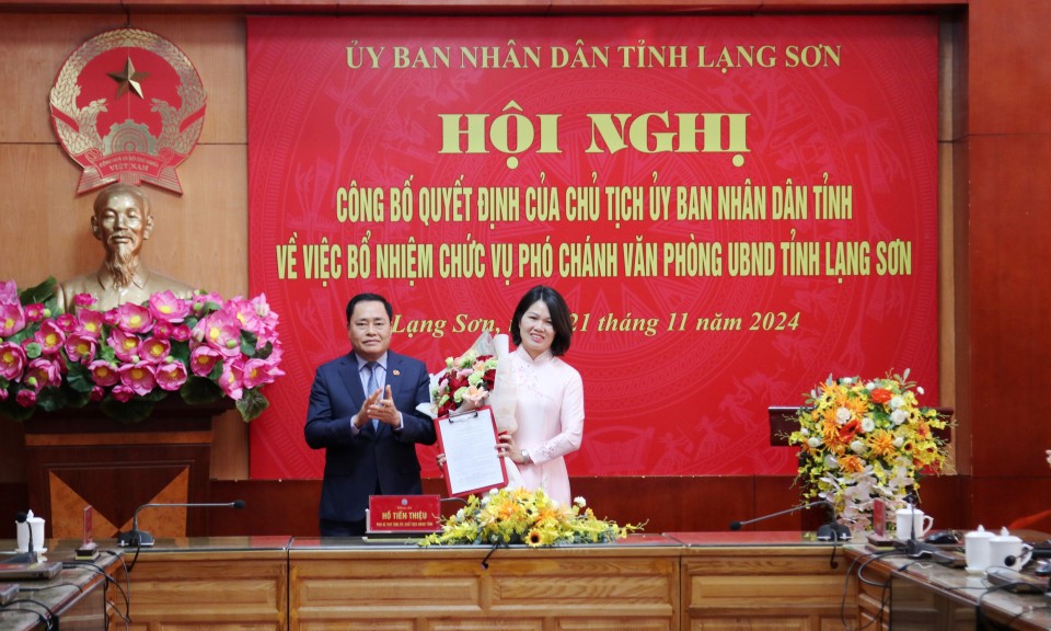 Bổ nhiệm Phó Chánh Văn phòng UBND tỉnh Lạng Sơn