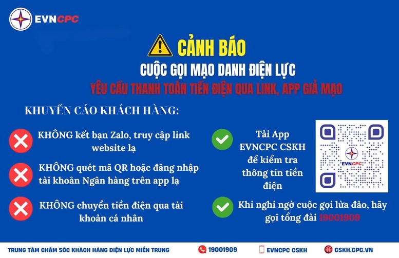 EVNCPC cảnh báo về việc thanh toán tiền điện qua link, app giả mạo do kẻ giải danh nhân viên điện lực cung cấp