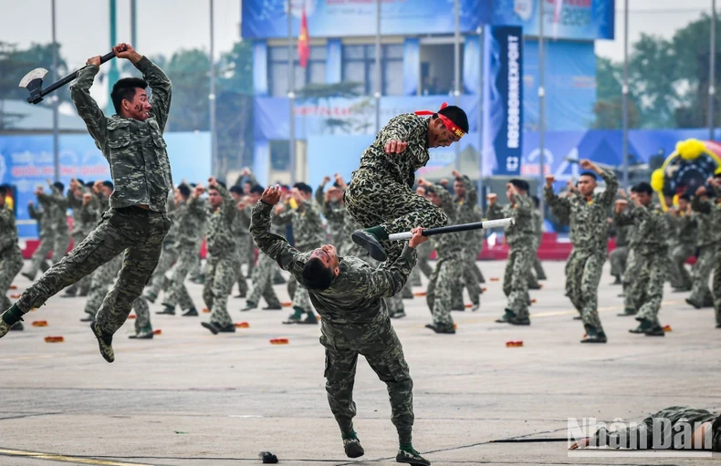 Màn trình diễn võ thuật tại Lễ Tổng duyệt Triển lãm Quốc phòng quốc tế Việt Nam 2024.