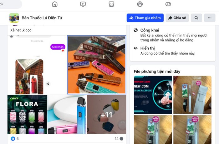 Nhiều hội, nhóm với hàng chục nghìn thành viên tham gia liên tục đăng bài xả hàng thuốc lá điện tử.