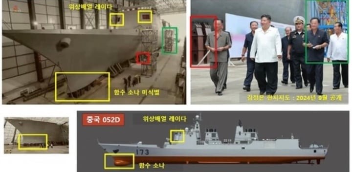 Nhà lãnh đạo Triều Tiên Kim Jong-un thị sát xưởng đóng tàu. (Ảnh: Yonhap)