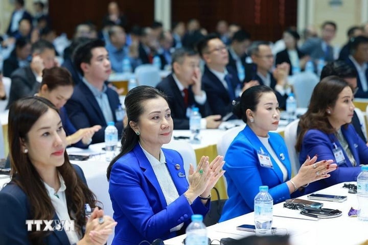 Các đại biểu dự Hội nghị Hợp tác đầu tư Việt Nam - Lào 2025. (Ảnh: Dương Giang/TTXVN)