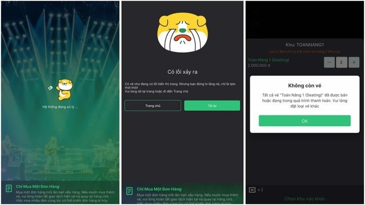 Hệ thống bán vé liên tục gặp lỗi.