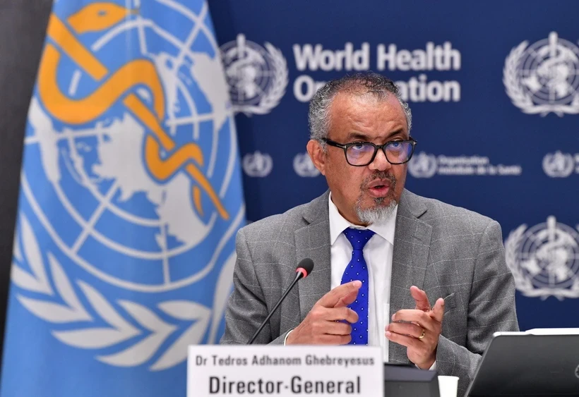 Tổng Giám đốc WHO Tedros Adhanom Ghebreyesus phát biểu trong một cuộc họp báo ở Geneva, Thụy Sĩ. (Ảnh: THX/TTXVN)