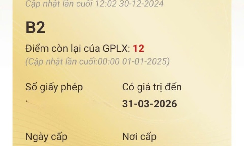 Các lỗi bị trừ điểm trên giấy phép lái xe nếu vi phạm từ 1-1-2025