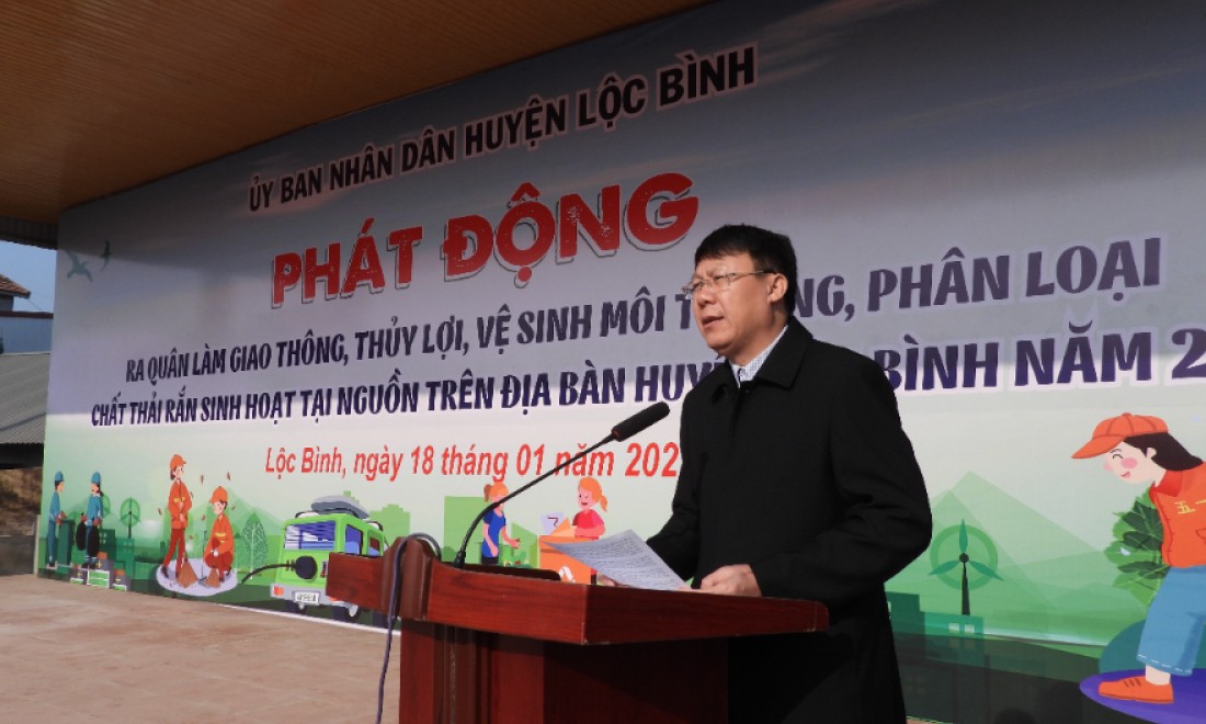 Huyện Lộc Bình phát động ra quân làm giao thông, thủy lợi, vệ sinh môi trường năm 2025