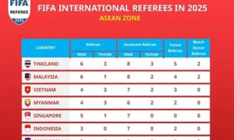 Vietnam ranks third in Southeast Asia for FIFA-accredited referees