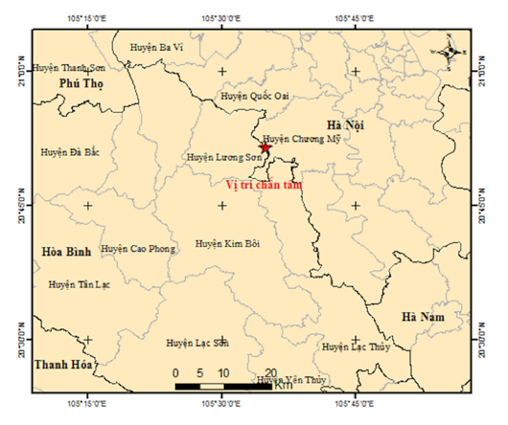 Vị trí xảy ra động đất.