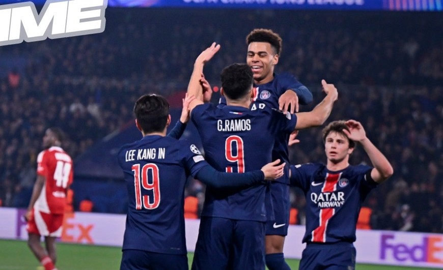 Các cầu thủ PSG mừng thắng lợi sau khi dễ dàng giành vé vào vòng 1/8 UEFA Champions League 2024-2025. Ảnh: PSG 