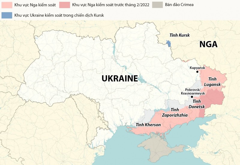 Đồ họa tình hình chiến sự ở Ukraine. Đồ họa: RYV/VNE