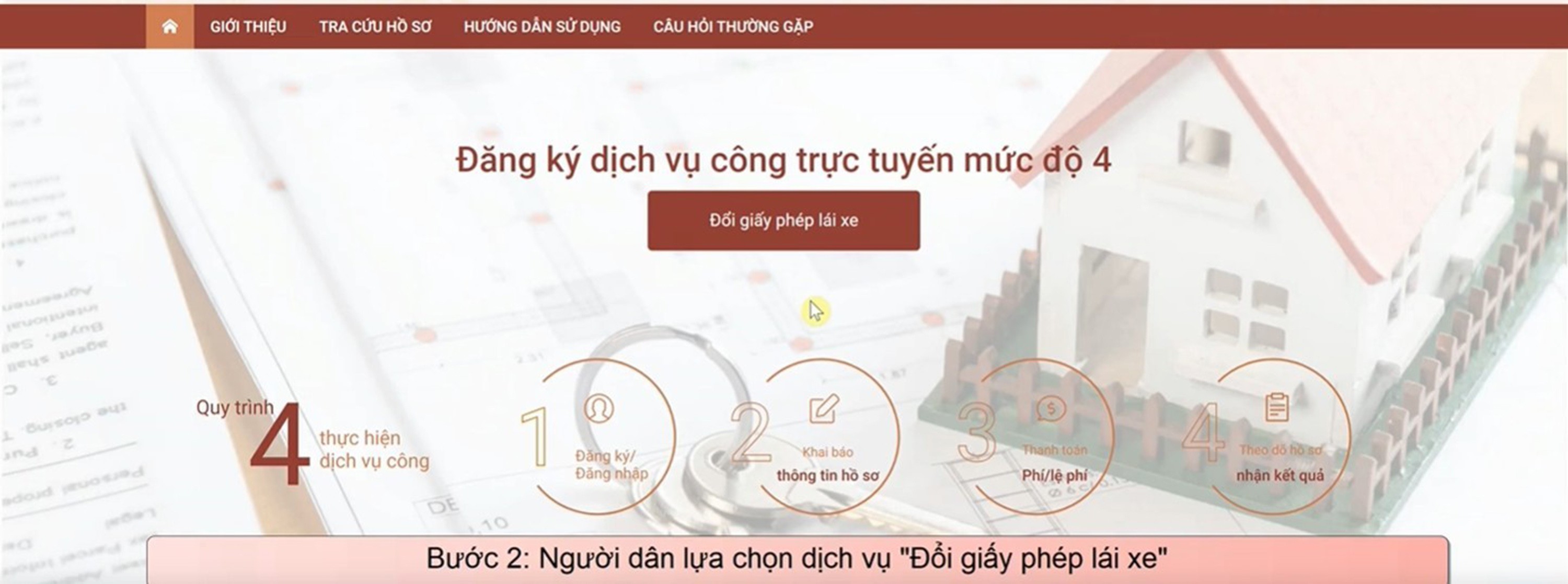 Bước 2: Người dân lựa chọn dịch vụ “Đổi giấy phép lái xe”