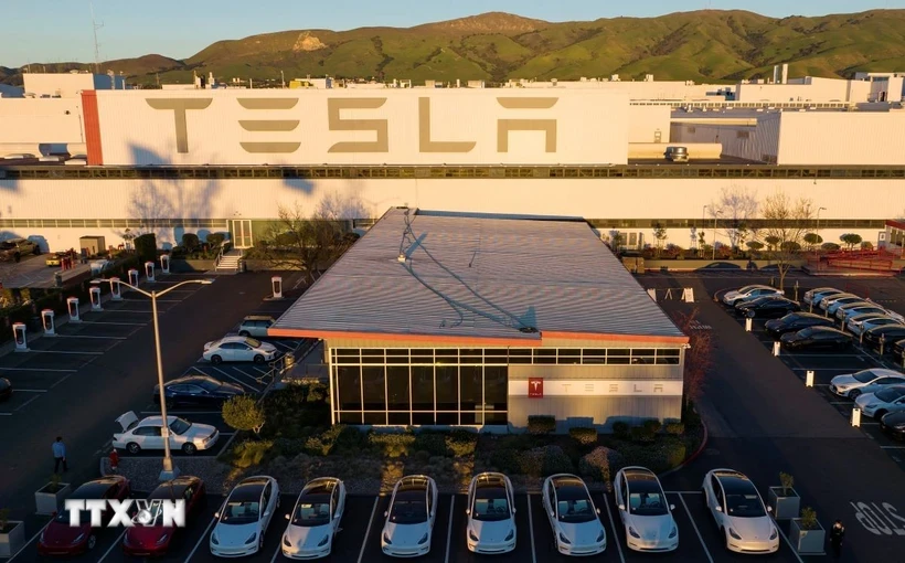 Nhà máy của công ty Tesla tại Fremont, California, Mỹ. (Ảnh: AFP/TTXVN)