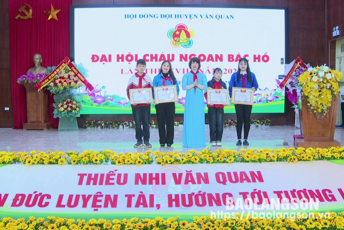 Lãnh đạo Hội đồng Đội tỉnh tặng Bằng khen cho các tập thể được biểu dương, khen thưởng