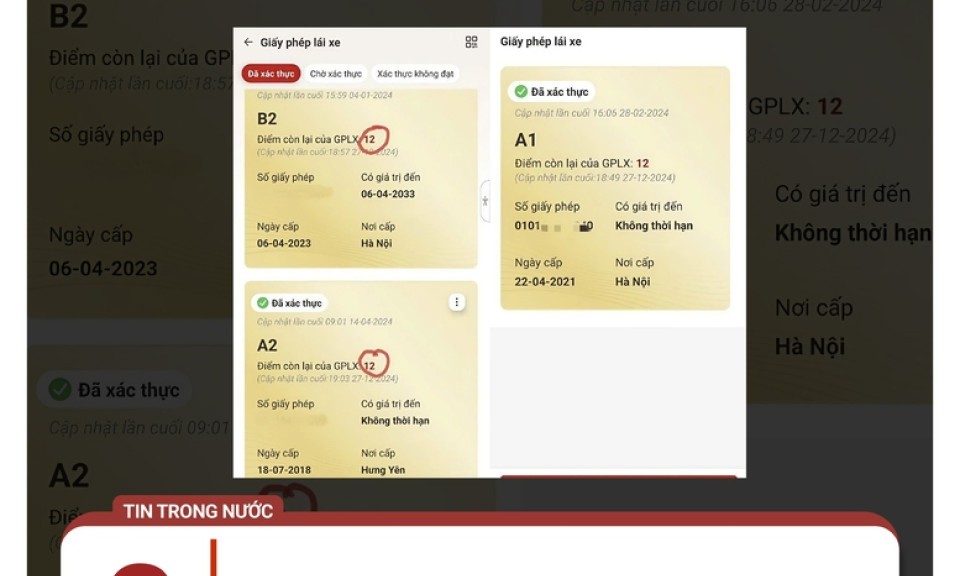 Xuất hiện thủ đoạn lừa đảo cài đặt điểm của giấy phép lái xe