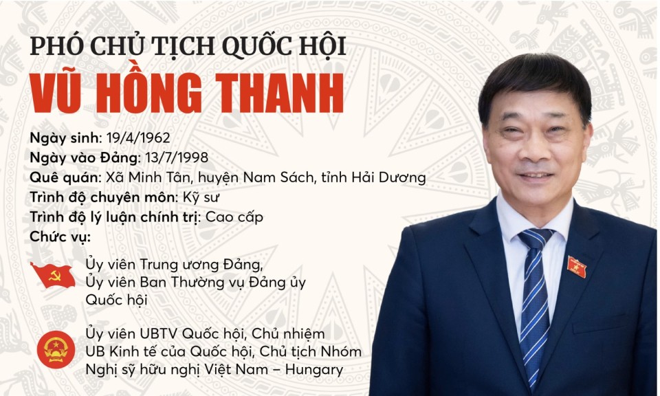 INFOGRAPHICS: Tóm tắt tiểu sử tân Phó Chủ tịch Quốc hội Vũ Hồng Thanh