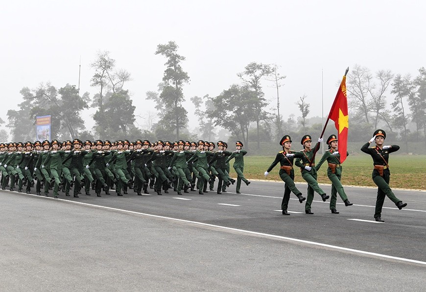 Các lực lượng tham gia diễu binh, diễu hành hợp luyện tại Trung tâm Huấn luyện quân sự Quốc gia 4.  