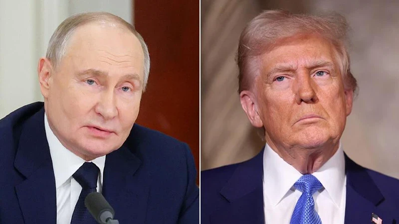 Tổng thống Nga Vladimir Putin và người đồng cấp Mỹ Donald Trump. (Ảnh: TASS)