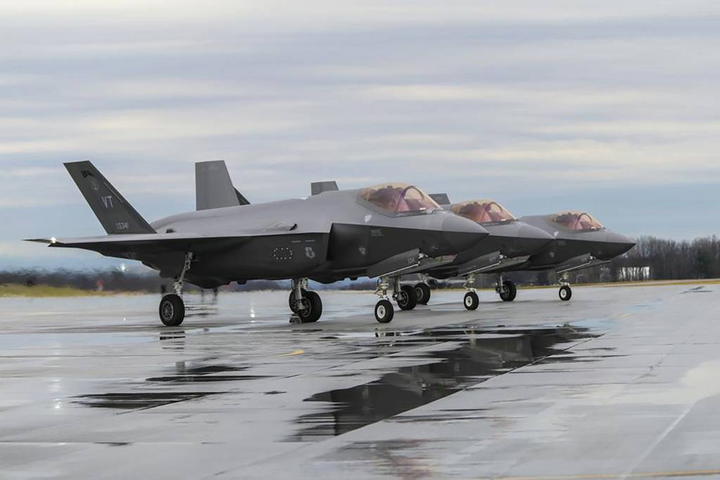 F-35 tại căn cứ Không quân Vermont ở Nam Burlington, Mỹ. (Ảnh: AP)