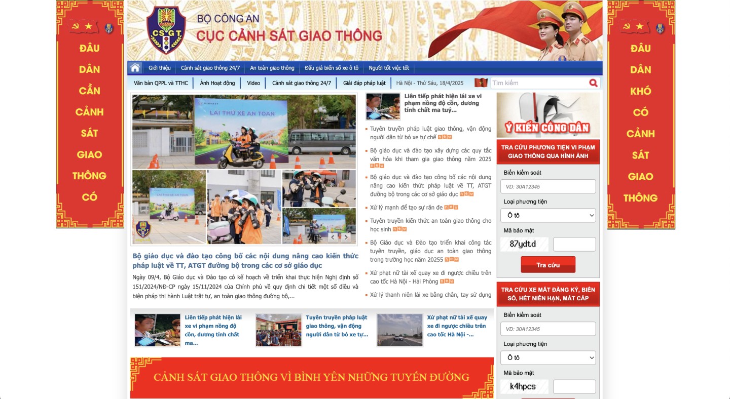 Truy cập vào website chính thức CSGT.vn