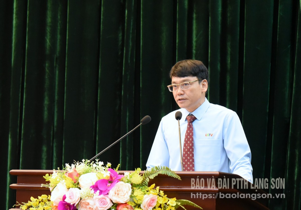 Lãnh đạo Báo và Đài Phát thanh Truyền hình tỉnh tham luận tại hội nghị