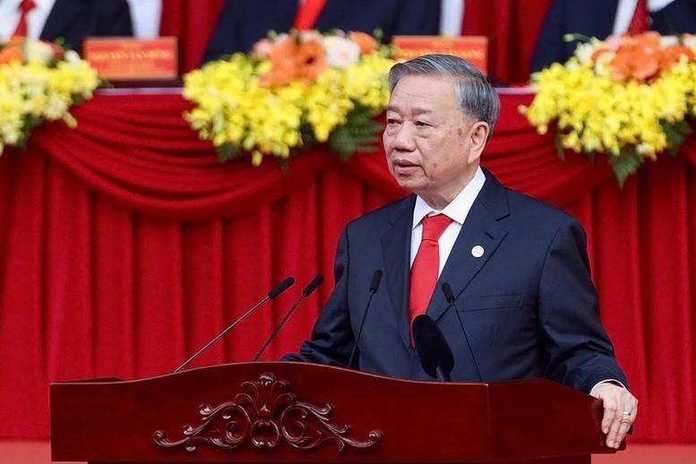Tổng Bí thư Tô Lâm phát biểu tại Lễ kỷ niệm 50 năm Ngày Giải phóng miền nam, thống nhất đất nước - Ảnh: Nhân Dân