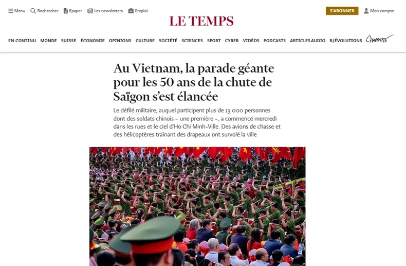 Le Temps tường thuật Lễ kỷ niệm Chiến thắng 30/4.