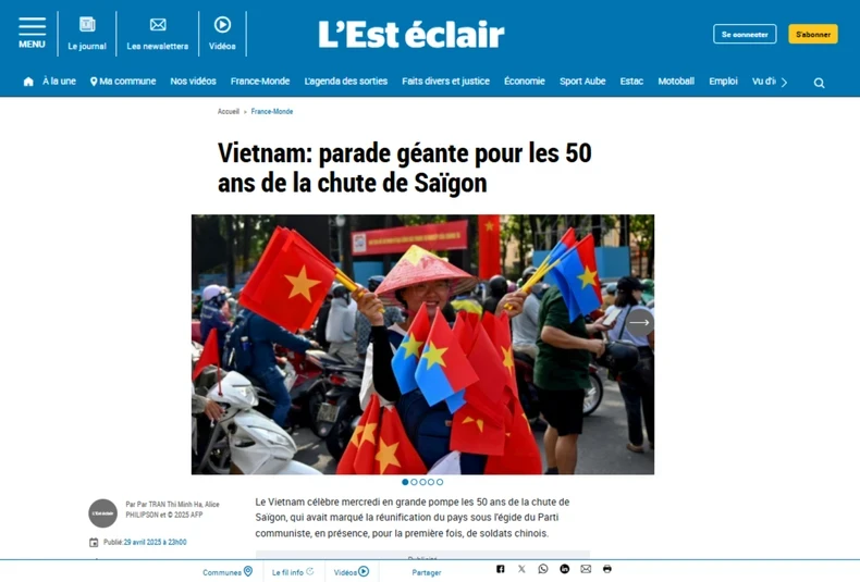 Bài đăng trên tờ L’Est Eclair.