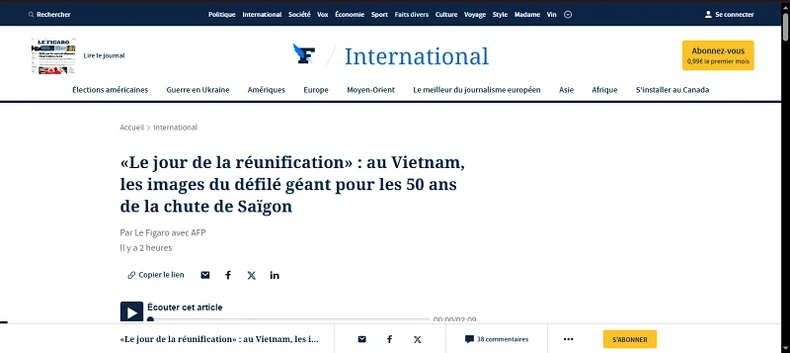 Tờ Le Figaro tường thuật Lễ kỷ niệm.
