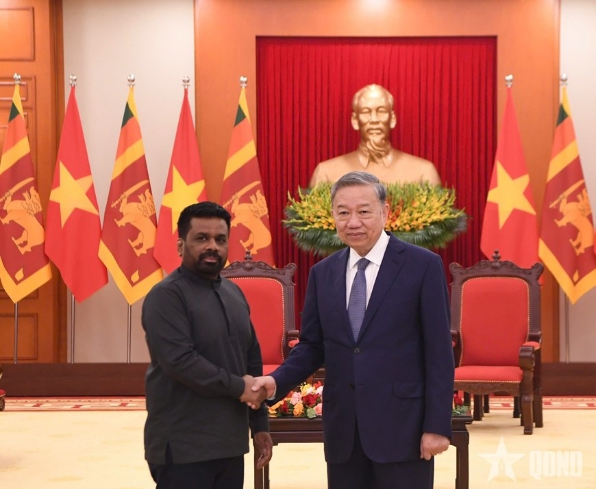 Tổng Bí thư Tô Lâm và Tổng thống Sri Lanka Anura Kumara Disanayaka. Ảnh: qdnd.vn