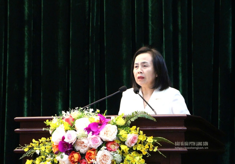 Đồng chí Đoàn Thị Hậu, Phó Bí thư Thường trực Tỉnh ủy, Chủ tịch HĐND tỉnh phát biểu chỉ đạo tại hội nghị