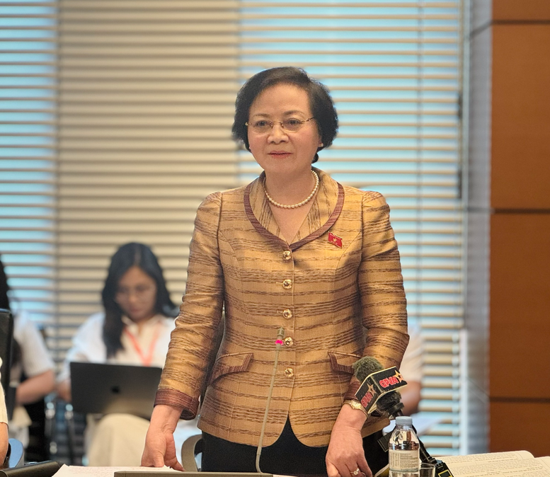 Bộ trưởng Bộ Nội vụ Phạm Thị Thanh Trà phát biểu thảo luận tại tổ - Ảnh: VGP/Thu Giang