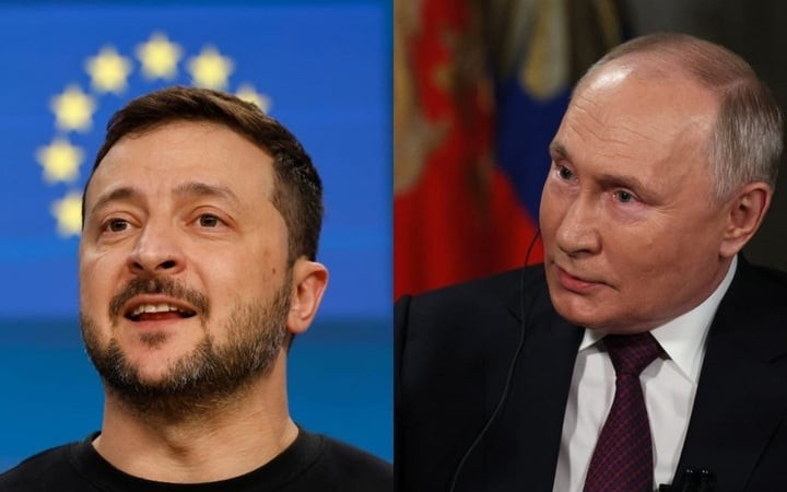 Tổng thống Ukraine Zelensky và Tổng thống Nga Putin.