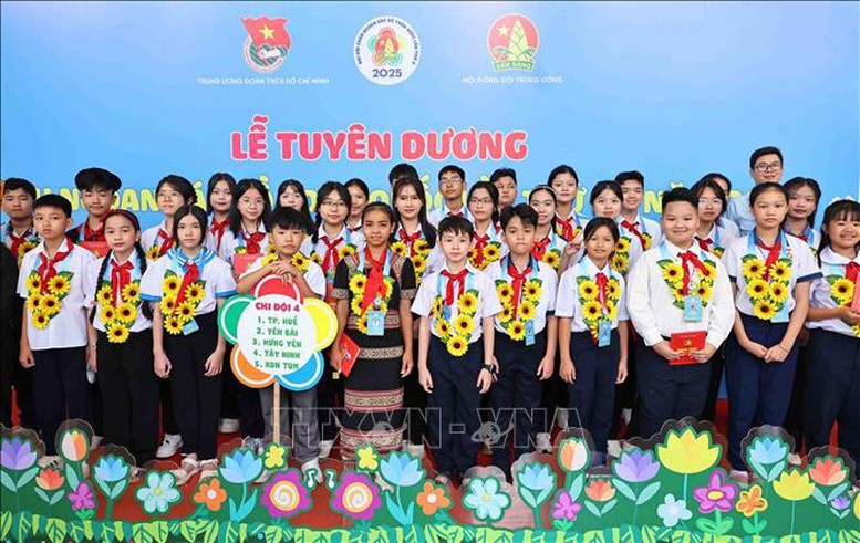 Các đội viên, thiếu niên, nhi đồng dự Đại hội Cháu ngoan Bác Hồ toàn quốc lần thứ X-năm 2025 - Ảnh: TTXVN